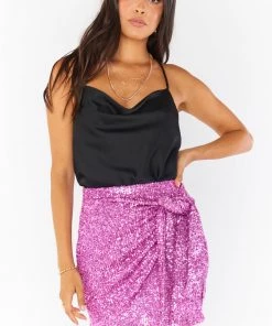 Show Me Your Mumu New Mu Why Knot Skirt ~ Magenta Sequins