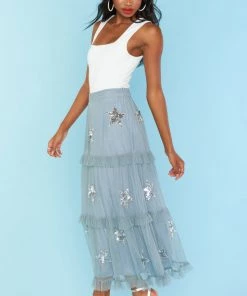 Show Me Your Mumu Star Skirt ~ Silver Star Sequins