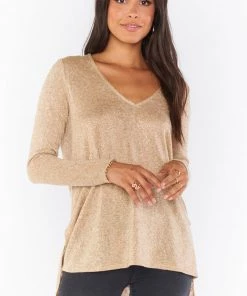 Show Me Your Mumu Clark Tunic Top ~ Gold Sparkle Knit Tops