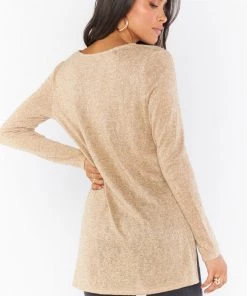 Show Me Your Mumu Clark Tunic Top ~ Gold Sparkle Knit Tops