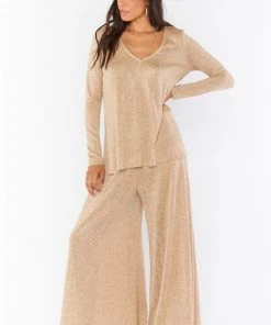 Show Me Your Mumu Jordan Pants ~ Gold Sparkle Knit Bottoms