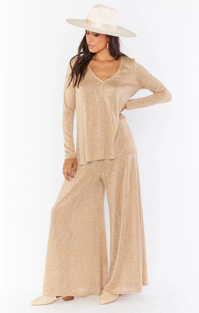 Show Me Your Mumu Jordan Pants ~ Gold Sparkle Knit Bottoms 3 Show Me Your Mumu Jordan Pants ~ Gold Sparkle Knit Bottoms