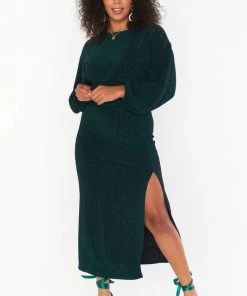 Show Me Your Mumu Miracle Midi Skirt ~ Emerald Shimmy Shine