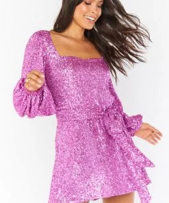 Show Me Your Mumu New Mu Aniston Mini Dress ~ Magenta Sequins