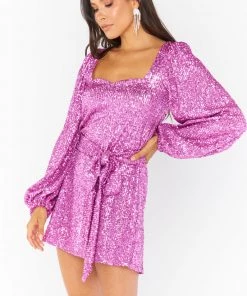 Show Me Your Mumu New Mu Aniston Mini Dress ~ Magenta Sequins