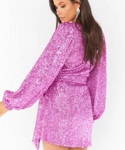 Show Me Your Mumu New Mu Aniston Mini Dress ~ Magenta Sequins