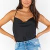 Show Me Your Mumu New Mu Diane Bodysuit ~ Black Luxe Satin