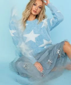 Show Me Your Mumu New Mu Fairy Godmother Sweater ~ Blue Fuzzy Star Knit 14 Show Me Your Mumu New Mu Fairy Godmother Sweater ~ Blue Fuzzy Star Knit