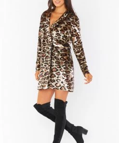 Show Me Your Mumu Dresses Bazel Blazer Dress ~ Party Cheetah Sequins
