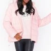Show Me Your Mumu Snowbird Puffer Jacket ~ Frosty Pink With Faux Fur