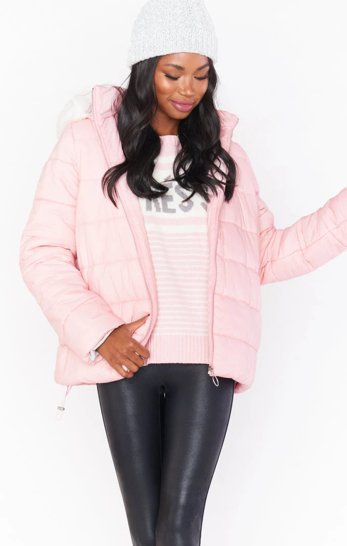 Show Me Your Mumu Snowbird Puffer Jacket ~ Frosty Pink With Faux Fur 3 Show Me Your Mumu Snowbird Puffer Jacket ~ Frosty Pink With Faux Fur