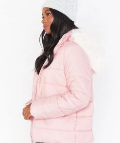 Show Me Your Mumu Snowbird Puffer Jacket ~ Frosty Pink With Faux Fur
