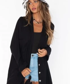 Show Me Your Mumu Johns Button Down Shirt ~ Black Linen