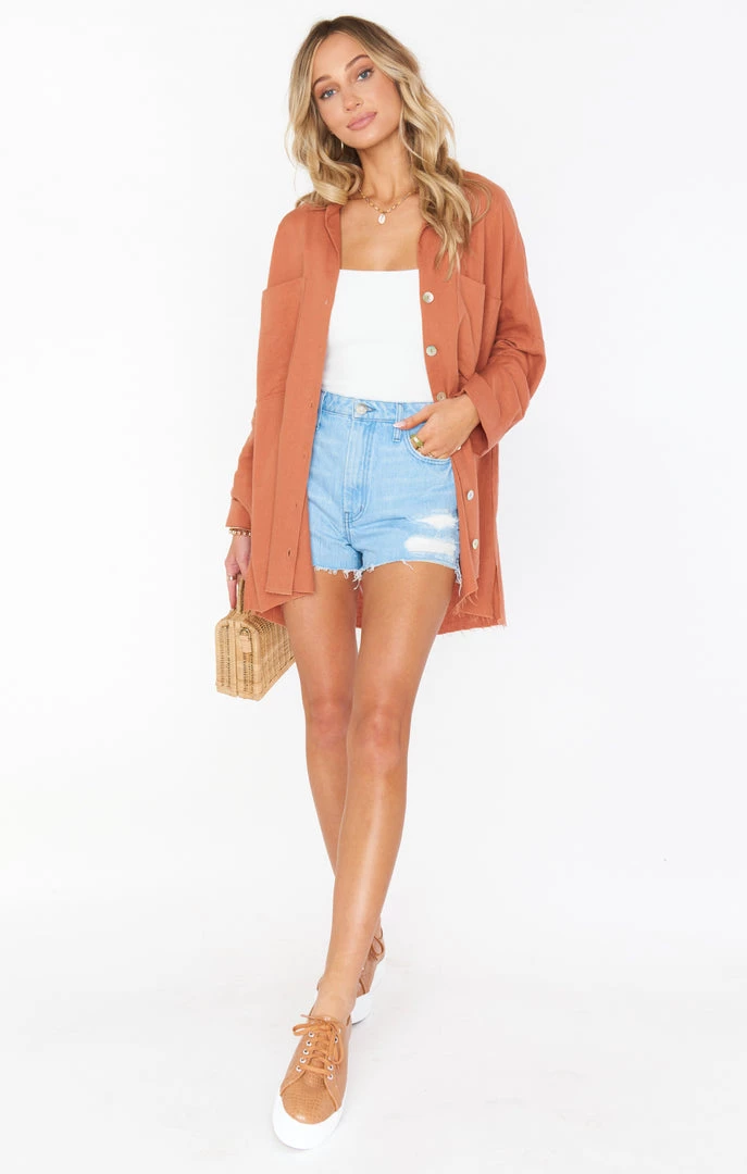 Show Me Your Mumu Johns Button Down Shirt ~ Rust Linen New Mu 7 Show Me Your Mumu Johns Button Down Shirt ~ Rust Linen New Mu