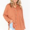Show Me Your Mumu Johns Button Down Shirt ~ Rust Linen New Mu