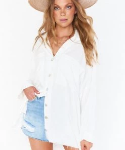 Show Me Your Mumu Johns Button Down Shirt ~ White Linen New Mu