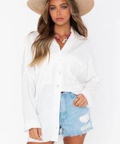 Show Me Your Mumu Johns Button Down Shirt ~ White Linen New Mu