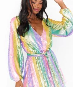 Show Me Your Mumu Wear Me Out Dress ~ Rainbow Stripe Sequins