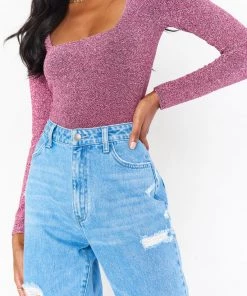 Show Me Your Mumu Unreal Bodysuit ~ Pink Shimmy Shine