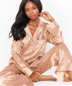 Show Me Your Mumu Classic PJ Set ~ Gold Cheetah Silky
