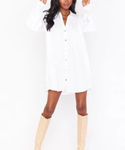 Show Me Your Mumu Allure Shirt Dress ~ White Poplin New Mu