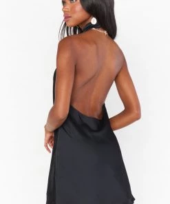 Show Me Your Mumu Jasmine Halter Mini Dress ~ Black Luxe Satin New Mu 8 Show Me Your Mumu Jasmine Halter Mini Dress ~ Black Luxe Satin New Mu