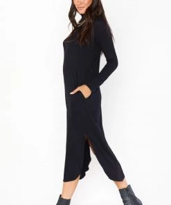 Show Me Your Mumu New Mu Sutton Midi Dress ~ Black Rib Knit