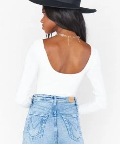 Show Me Your Mumu New Mu Bridget Bodysuit ~ White Stretch