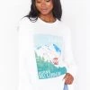 Show Me Your Mumu New Mu Bosco Ski Top ~ Aspen Postcard Graphic