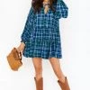 Show Me Your Mumu Ainsley Mini Dress ~ Green And Blue Plaid