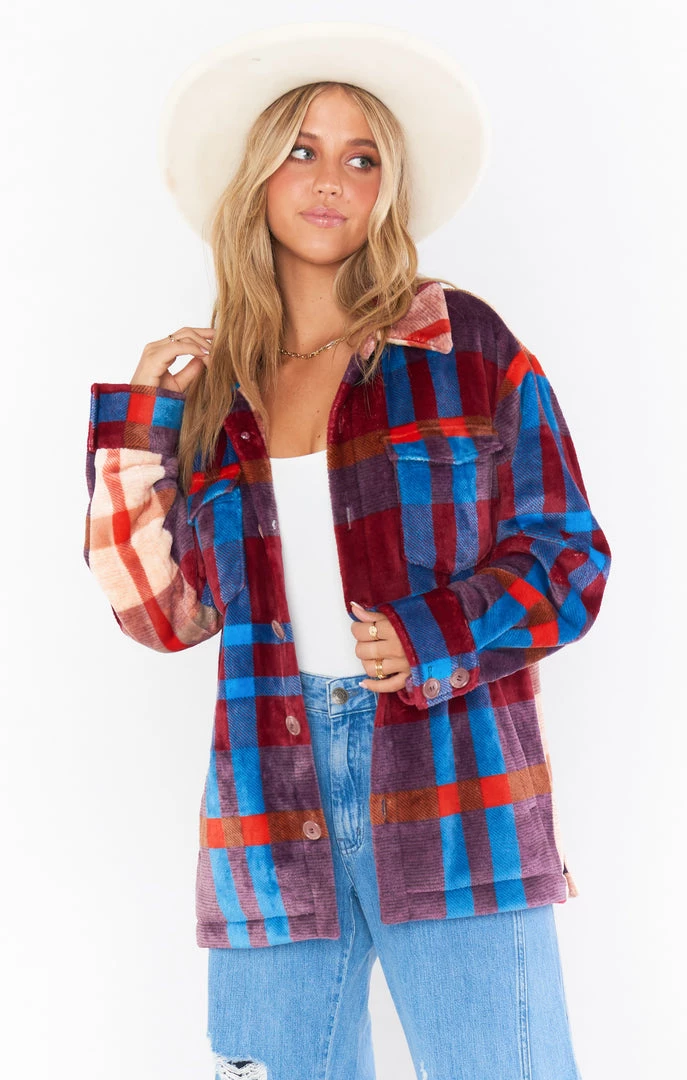 Show Me Your Mumu Whistler Shirt Jacket ~ Red Blue Plaid 4 Show Me Your Mumu Whistler Shirt Jacket ~ Red Blue Plaid