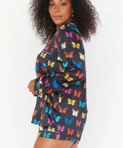 Show Me Your Mumu Favorite PJ Set ~ Butterflies In My Eyes Black New Mu