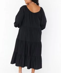 Show Me Your Mumu Day Or Night Midi Dress ~ Black Poplin