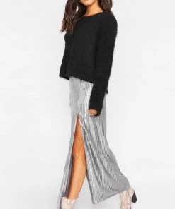 Show Me Your Mumu Bottoms Mick Double Slit Skirt ~ Silver Sequins