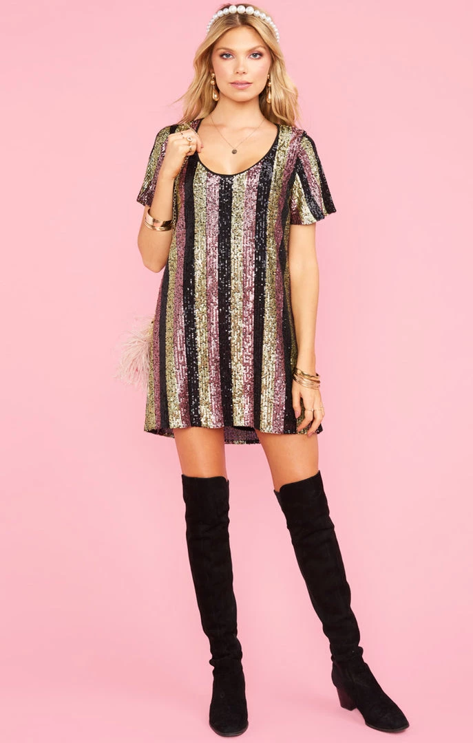 Show Me Your Mumu New Mu Katie Dress ~ Showtime Stripe Sequins 8 Show Me Your Mumu New Mu Katie Dress ~ Showtime Stripe Sequins