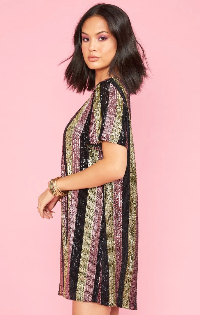 Show Me Your Mumu New Mu Katie Dress ~ Showtime Stripe Sequins 10 Show Me Your Mumu New Mu Katie Dress ~ Showtime Stripe Sequins