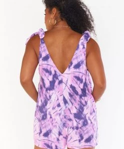 Show Me Your Mumu Tilda Tie Romper ~ Purple Tie Dye Rompers
