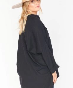 Show Me Your Mumu Johns Button Down Shirt ~ Black Linen