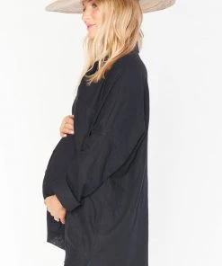 Show Me Your Mumu Johns Button Down Shirt ~ Black Linen