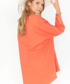 Show Me Your Mumu Tops Johns Button Down Shirt ~ Coral Linen