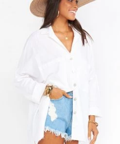 Show Me Your Mumu Johns Button Down Shirt ~ White Linen New Mu