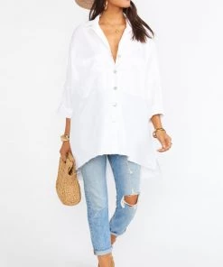 Show Me Your Mumu Johns Button Down Shirt ~ White Linen New Mu