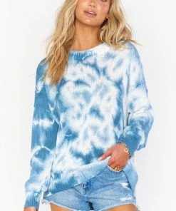 Show Me Your Mumu Sunday Sweater ~ Navy Tie Dye New Mu