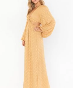 Show Me Your Mumu New Mu Go Out Cut Out Maxi Dress ~ Gold Dot