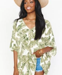 Show Me Your Mumu Tops Peta Tunic ~ Green Majestic Palm