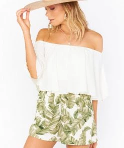 Show Me Your Mumu Bottoms Cabana Shorts ~ Green Majestic Palm