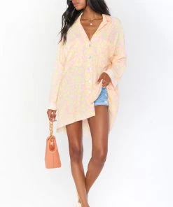 Show Me Your Mumu Tops Johns Button Down Shirt ~ Lemonade Cheetah