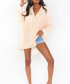 Show Me Your Mumu Tops Johns Button Down Shirt ~ Lemonade Cheetah