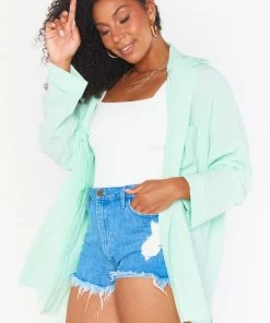 Show Me Your Mumu Johns Button Down Shirt ~ Green Melon New Mu