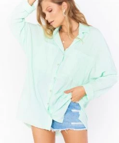 Show Me Your Mumu Johns Button Down Shirt ~ Green Melon New Mu